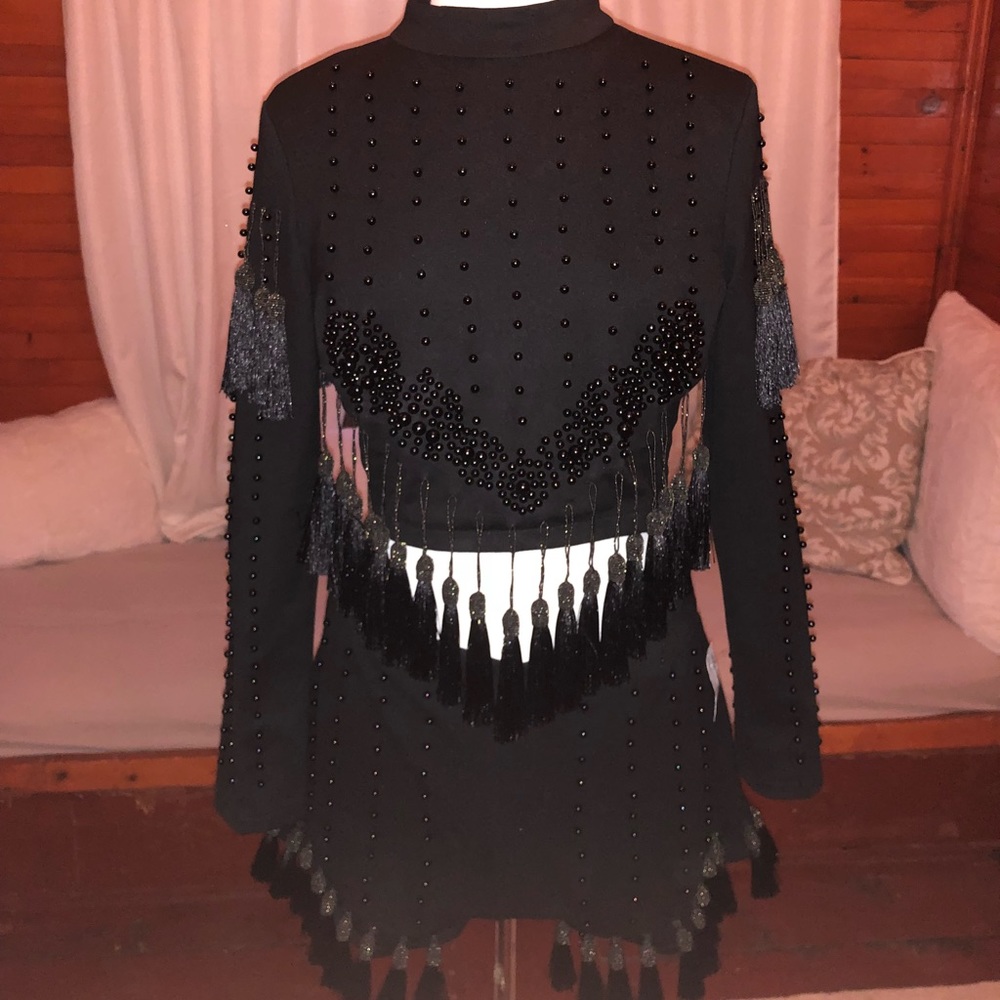 L’Atiste beaded crop top and shorts set